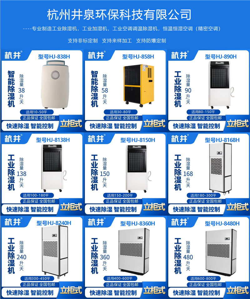 泉州雨季用什么除湿设备-安排杭州井泉环保科技有限公司生产的杭井牌：CFZ-3.75／S  220V／50Hz 除湿量3.75kg／h防潮用除湿机来防潮